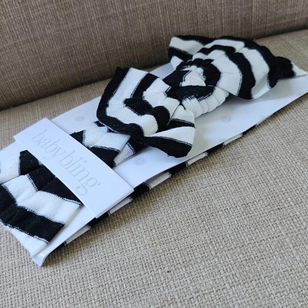 Baby Bling Headband baby White/Black Striped Baby Head Band Brand: Baby Bling